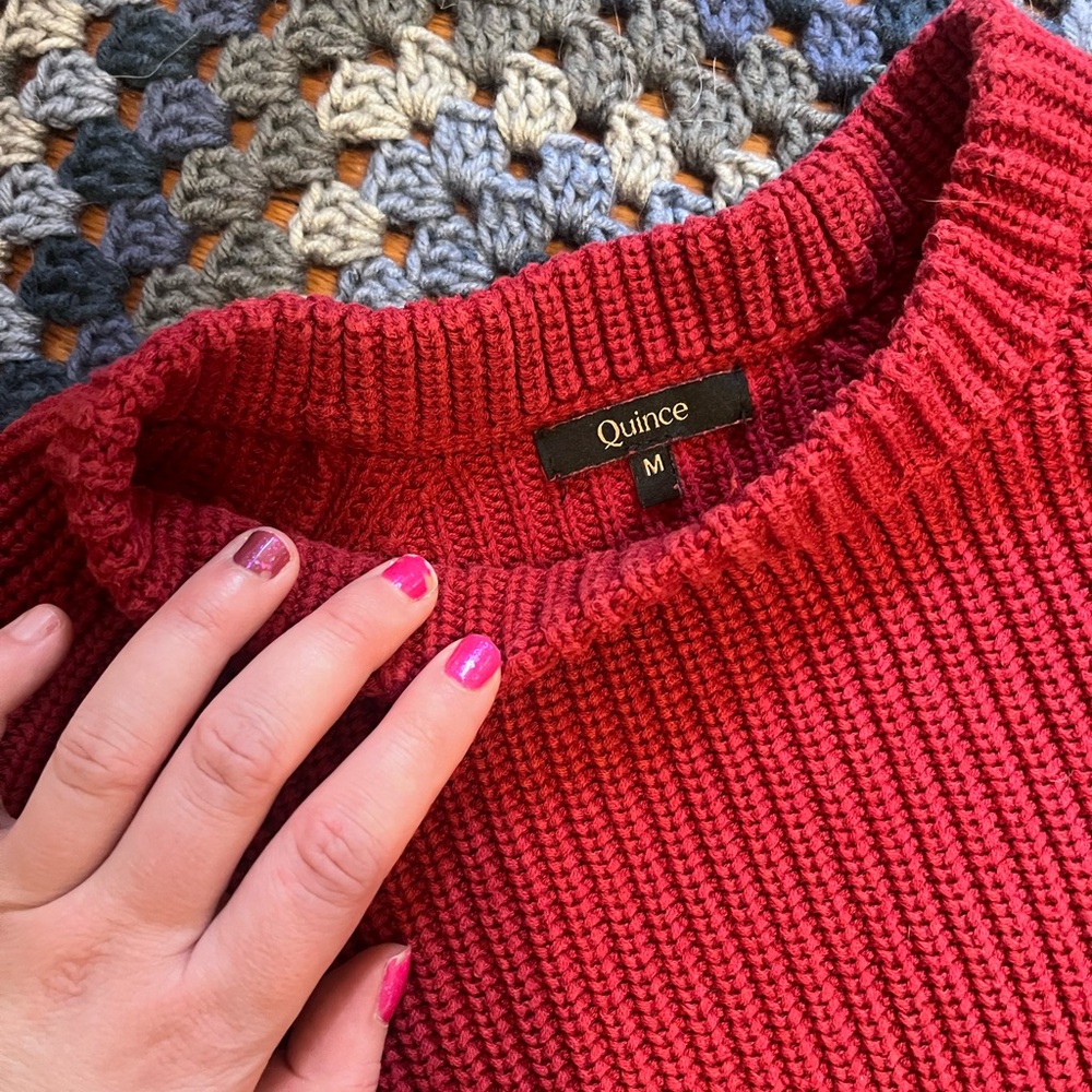 Quince Women's Vibrant Red Crew Neck Sweater